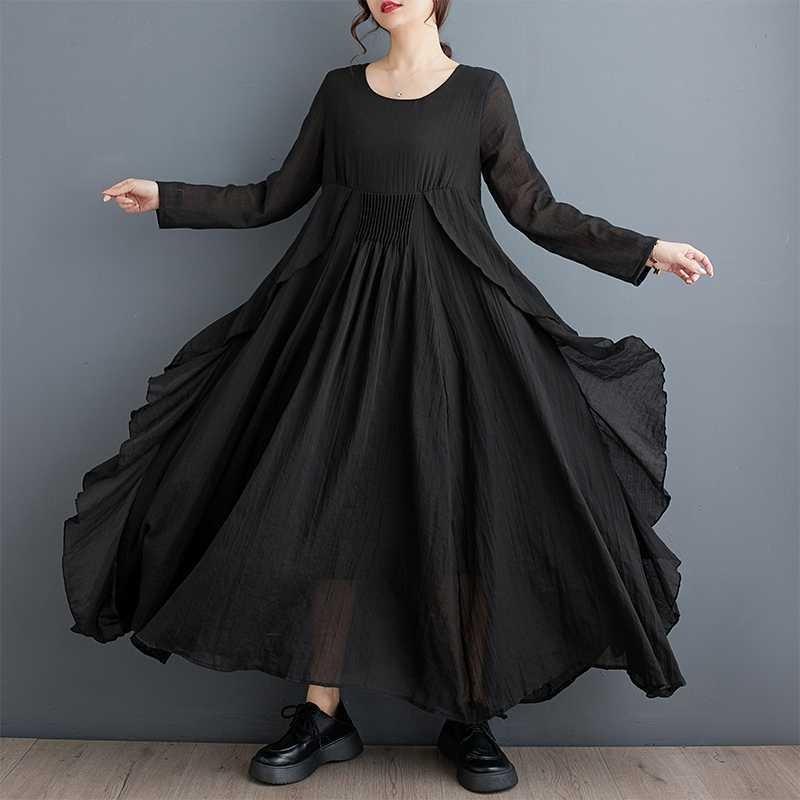 

Вільна сукня з подвійним шаром воланів, плісованою кромкою One Size чорний