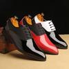 New Large Size Men's Glossy Business Pointed Leather Shoes Color Matching Trend Casual Shoes Winklepickers
