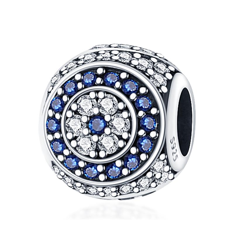 Real S925 Silver Color Classic Palm Devil's Eye Charms Beads For Women Male Fit  S925 Original Bracelets Fine DIY Jewelry
