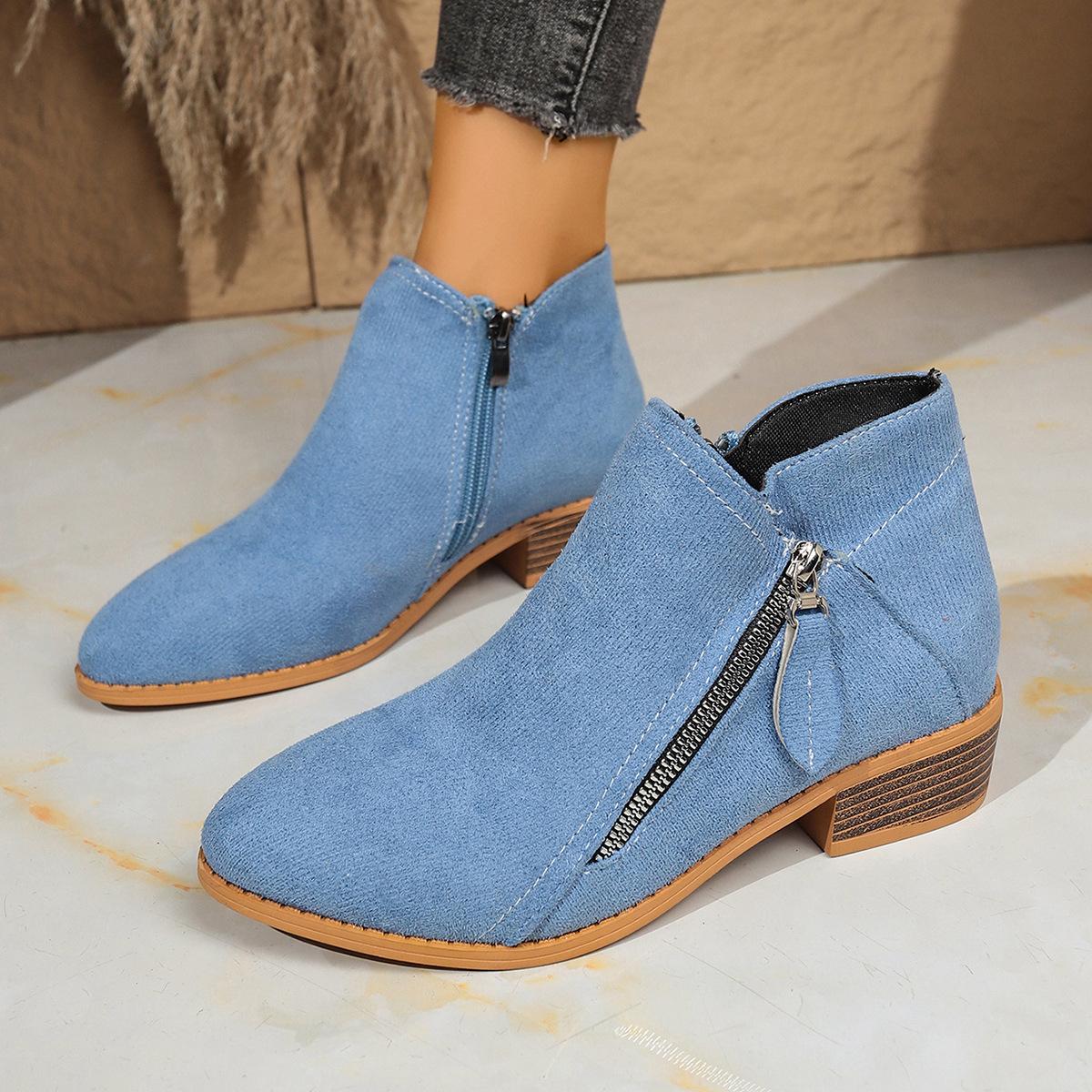 

Независимая станция wish женская обувь для внешней торговли новая толстый каблук большой размер женские ботинки замшевые ботинки мартин низкий каблук боковая молния короткие ботинки женские 40 небесно-голубой