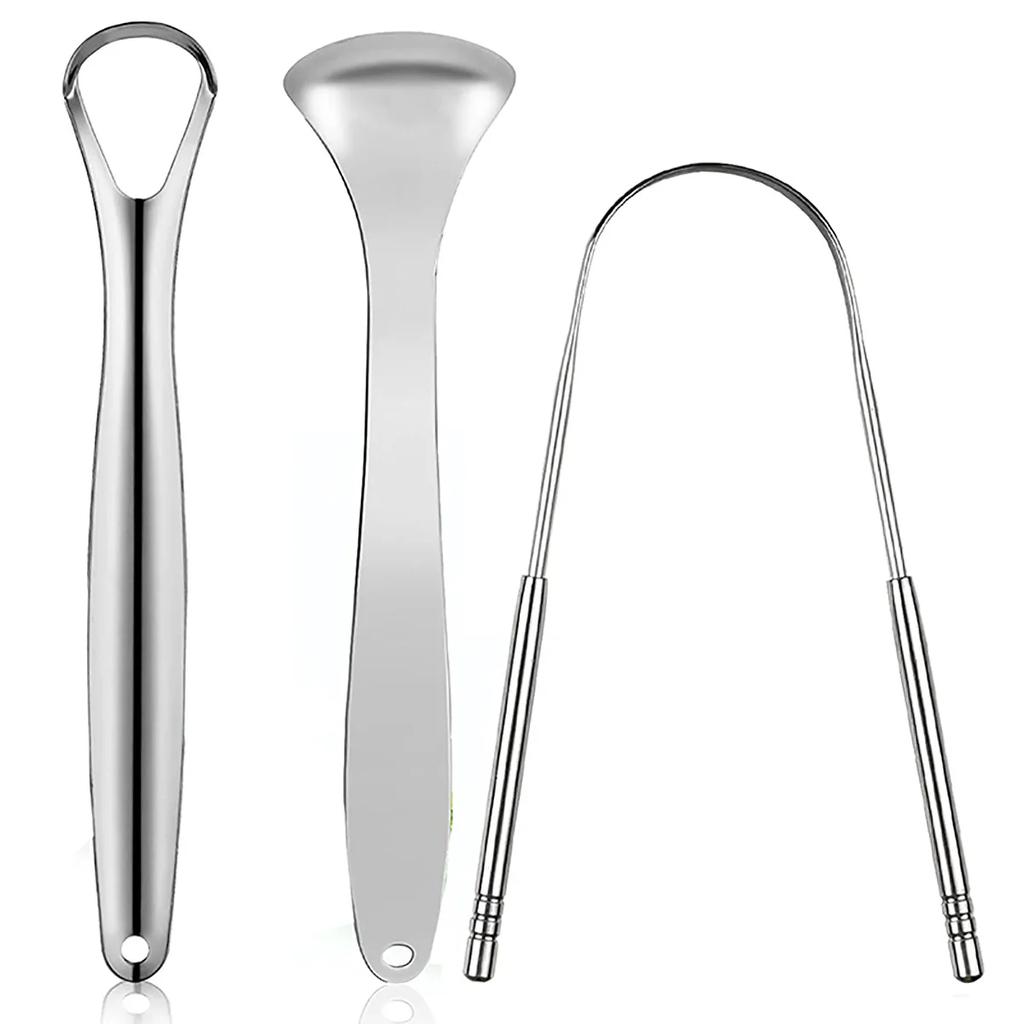 Premium 1 Stück 3 Stück Edelstahl Zungenschaber Reiniger Für Erwachsene Kinder Tragbar Metall Zungenbürste