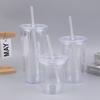 Clear Tumbler With Straw Reusable Transparent Double-Layer Water Bottle For Coffee Milk Diy Smoothie Cup Drinkware 1Pc