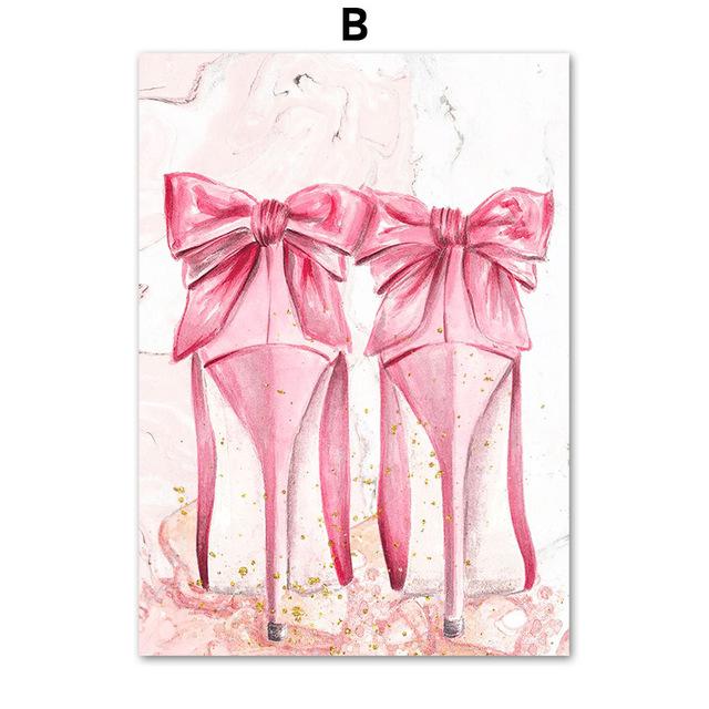 High Heels Lipstick Perfume Flower Nordic Posters Fashion Gir And Prints Wall Art Canvas Painting Wall Pictures For Living Room
