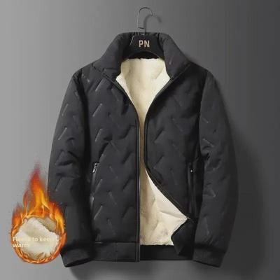 Men's Winter Cotton Cardigan Jacket: Cross-Border Style, Plus Velvet, Windproof, Thickened, Warm Lambskin, Triple-Layer Ultrasonic Cotton.