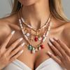 Starfish Scallop Pendant Choker Necklace Women Boho Imitation Pearl Chain Beach Jewelry Gift