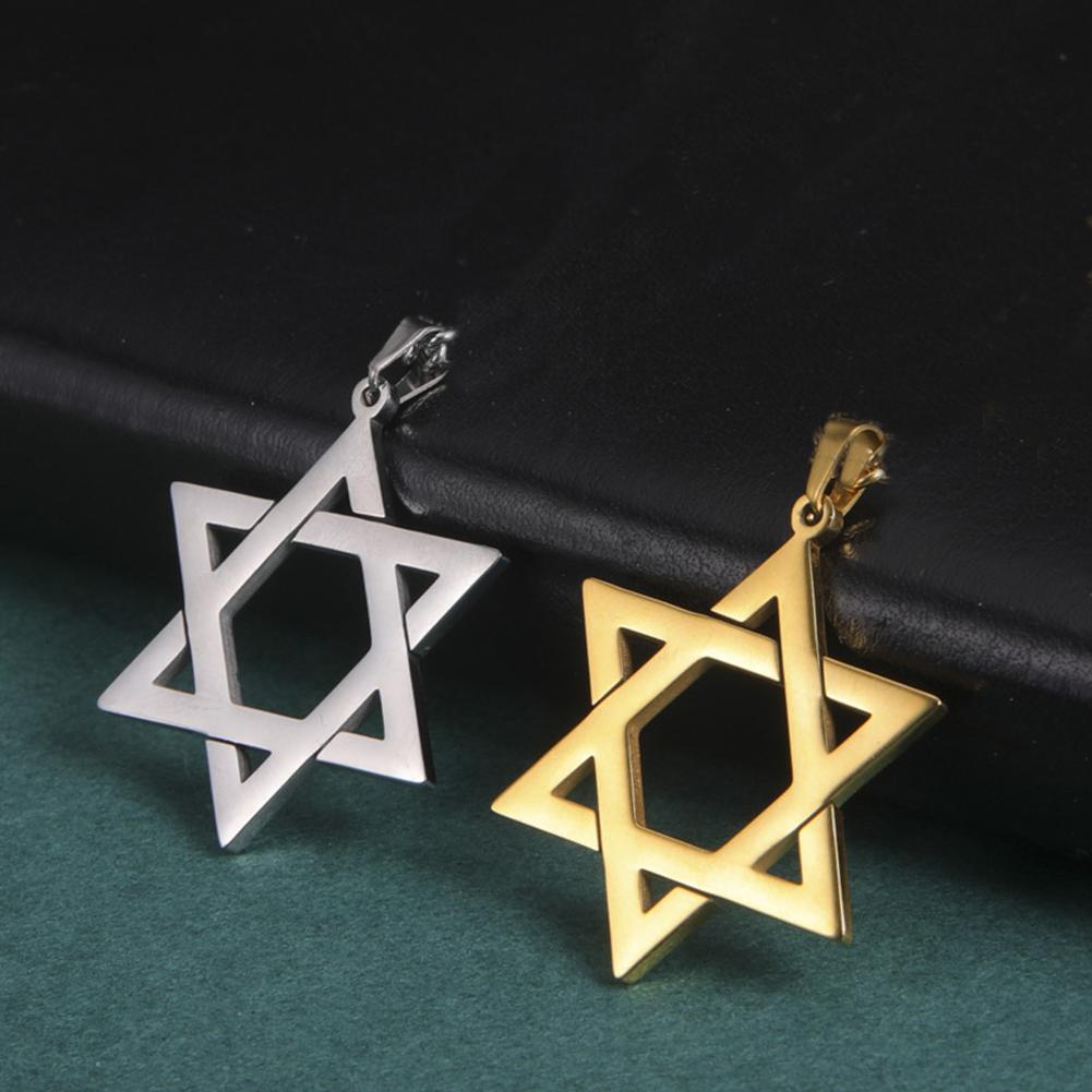 Dawapara Jewish Menorah David Star Stainless Steel Pendant for Necklace Hexagram Charm Jewelry Making Religious Hanukkah Gift
