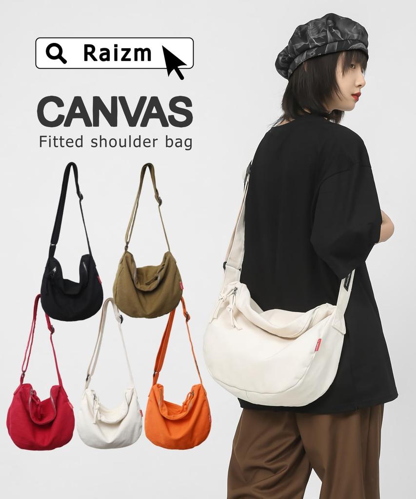 Raizm Lightweight Canvas Shoulder Bag for Men and Women, A4 Capacity, Perfect for School and College Students (Black)
