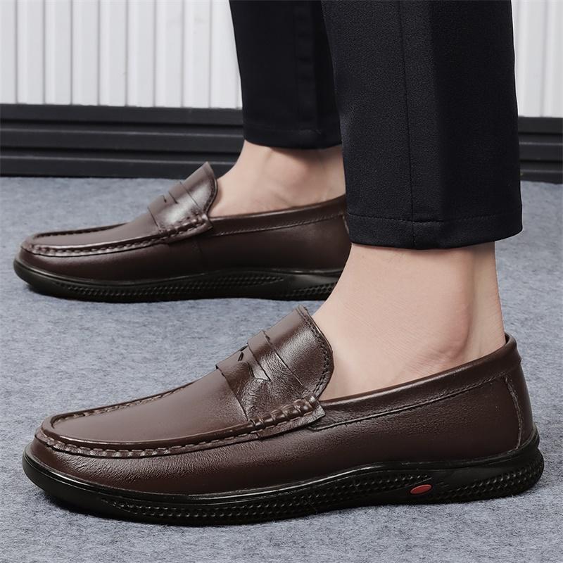 Fashion Casual Luxury Brand Men Loafers Italian Moccasins Breathable Slip On Men Walking Shoes Business Shoes Genuine Leather Men Shoes