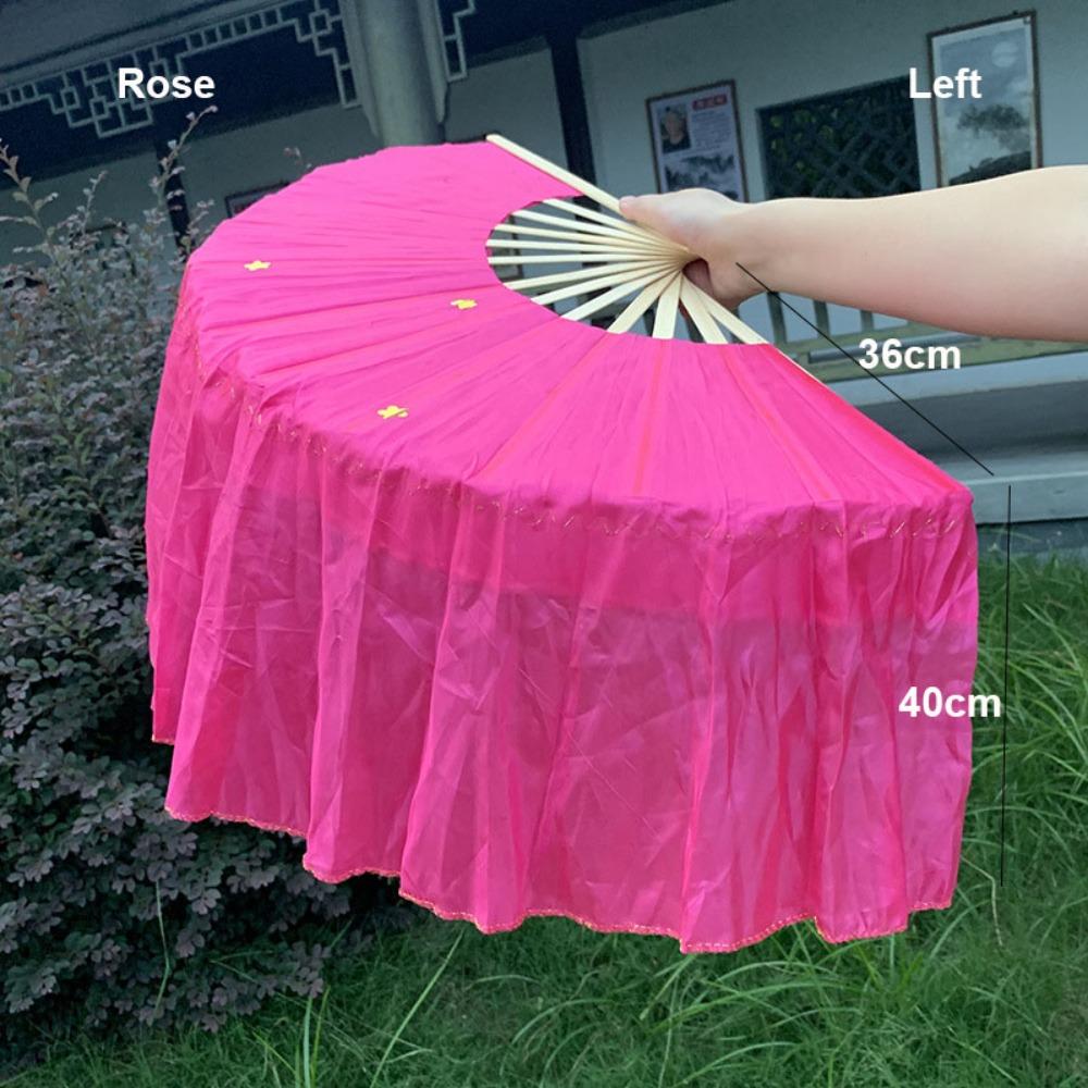 10/15/40cm Half Circle Silk Chinese Short Bellydance Fan  Veil Pairs Yangko Dance Tools