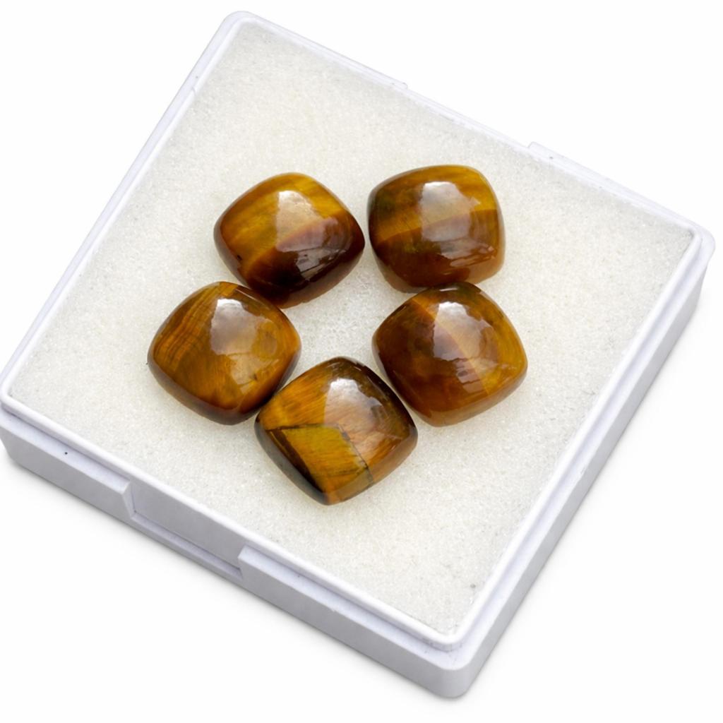 AAA+ Natural Tiger Eye Cushion Cabochon, Flat Back Calibrated Sizes Gemstone, High Quality Stone for Jewelry Making