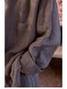 Spring Summer Retro Women's Tea Brown Linen Plus Size Slimming Loose Lapel Shirt Outerwear