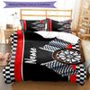 3pcs Custom Name Racing Bedding Set Duvet Cover Closure Includes 1 Duvet Cover & 2 Pillowcases, Soft and Comfortable for All Seasons.