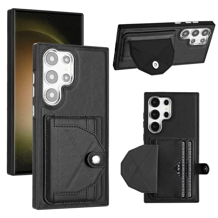 

Чехол с кожаным покрытием YB Series-4 для телефона Samsung Galaxy S24 Ultra с подставкой и слотами для карт