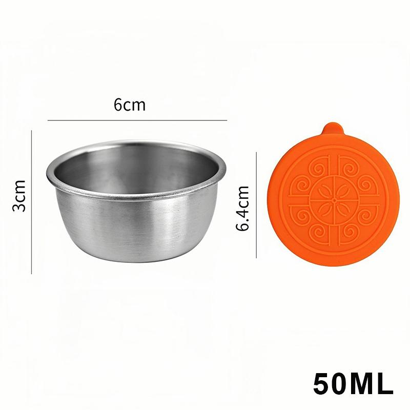 1/6 Piece Stainless Steel Sauce Cup With Lid Leak-proof Salad Dressing Cup Reusable Salad Dressing Container Silicone Lid