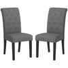 Set di 2 Sedie per Sala da Pranzo Sedia da Cucina Grande Comfort Gambe in Legno Lino 47 x 61 x 101 cm Grigio Scuro