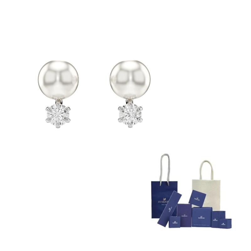 Swarovski Matrix Stud Earrings F-Original Brand Box And Bag белый