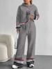 1116 European and American Autumn/Winter Casual Color Patchwork Long-Sleeve Set, Women's Hoodie and Long Pants Set