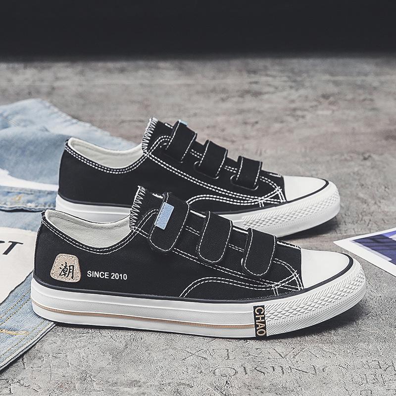 Canvas shoes low top 22 new spring cloth shoes Hong Kong style student flat buckle tide A11