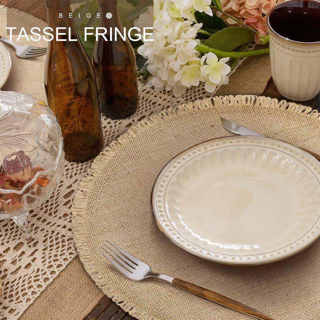 Jute Table Placemat With Fringe For Modern Dining And Ecofriendly Farmhouse Decor