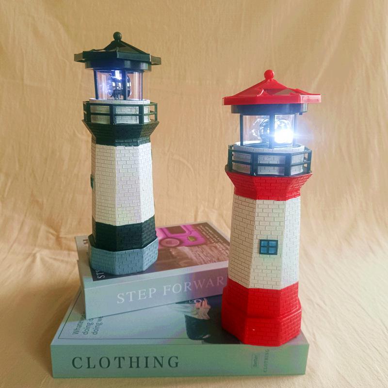 Solar-Powered LED Rotating Lighthouse Garden Ornament