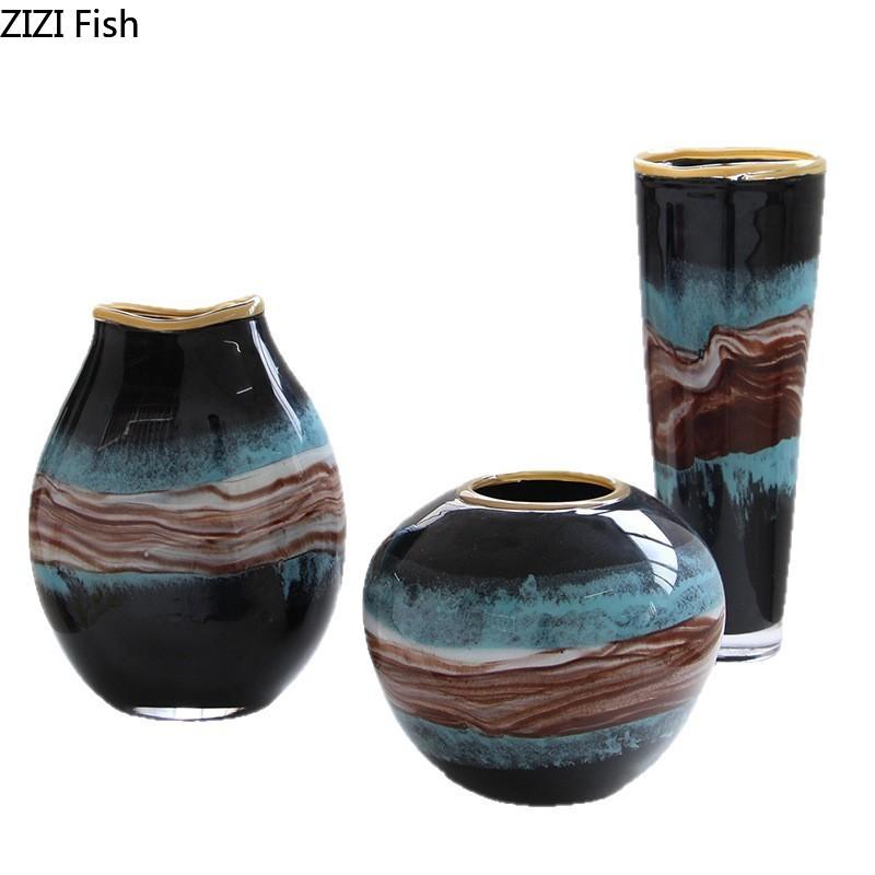 Creative Stained Glass Glass Vase Handicrafts Flower Pots Table Decoration Flowers Arrangement Floral Vases Room Aesthetic Decor