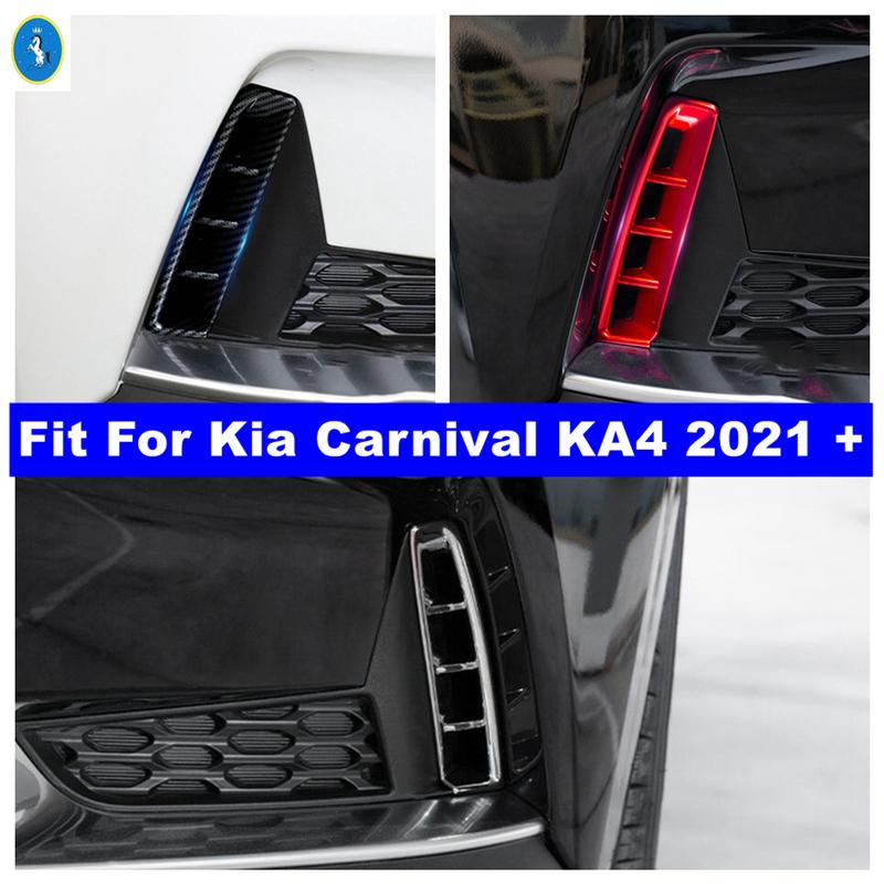 Red / Chrome / Carbon Fiber Front Fog Lights Lamps Eyelid Eyebrow Decor Cover Trim Accessories For Kia Carnival KA4 - 2024
