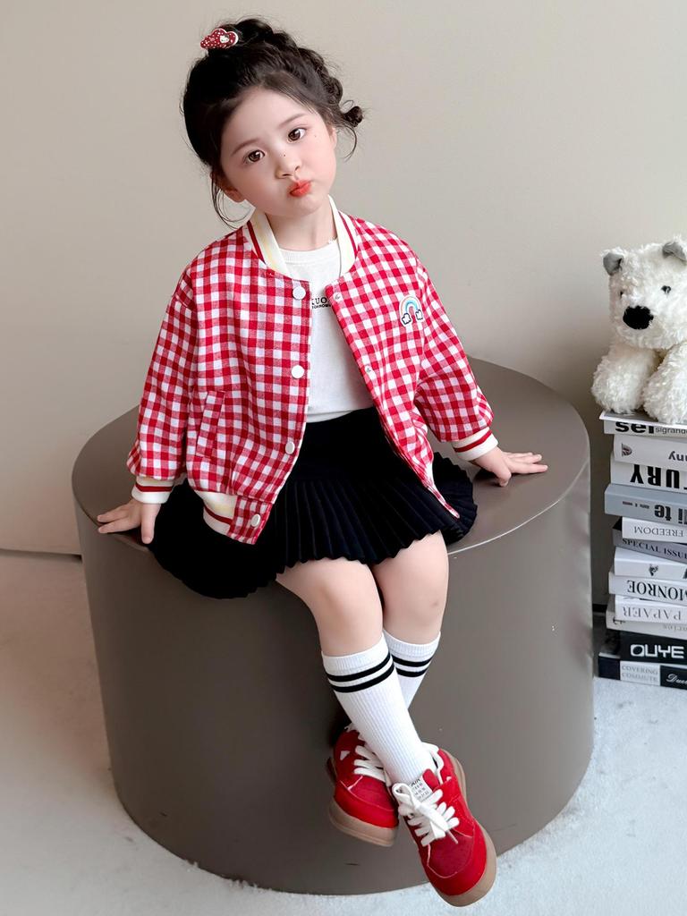 2025 Girls' Spring/Autumn Fashionable Baseball Jacket - Casual Outerwear for Baby Girls