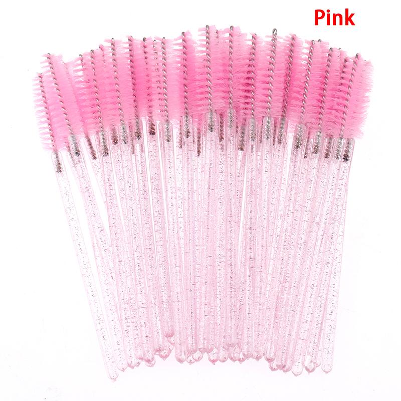 50Pcs Disposable Eyelash Brush With  Rod Eyebrow Comb Makeup Brush