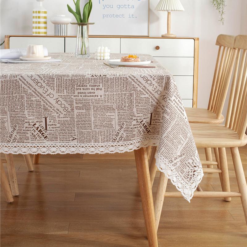 Polyester Cotton Map English Newspaper Lace Tablecloth Coffee Table Tablecloth Table Cloth Cover Towel