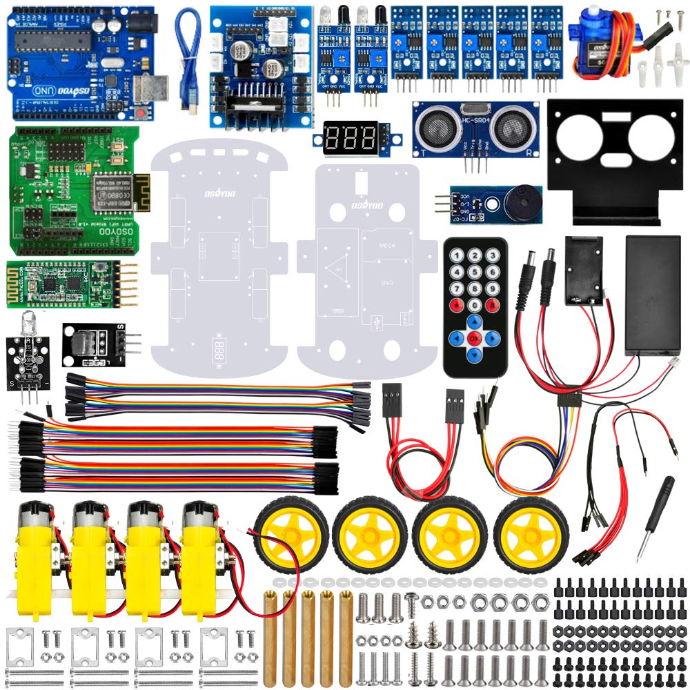 OSOYOO Open Source Robot Car Electronics Starter Kit with Arduino Ultrasonic Obstacle and Android App Educational Robot Tutorial, Measurement,