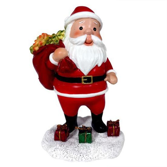 Yousheng Lighted Santa Claus Figurines Resin Santa Sculpture with Gift Bag on Back Solar Powered Light Up Christmas Statue for Indoor Outdoor Holiday