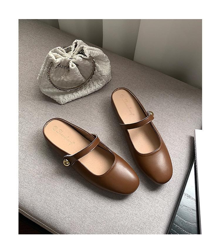 Inner Heightening Bag Head Half Slippers Women's Summer Outer Wear 2025 New French High-end Lazy One-pedal Silver Single Shoes