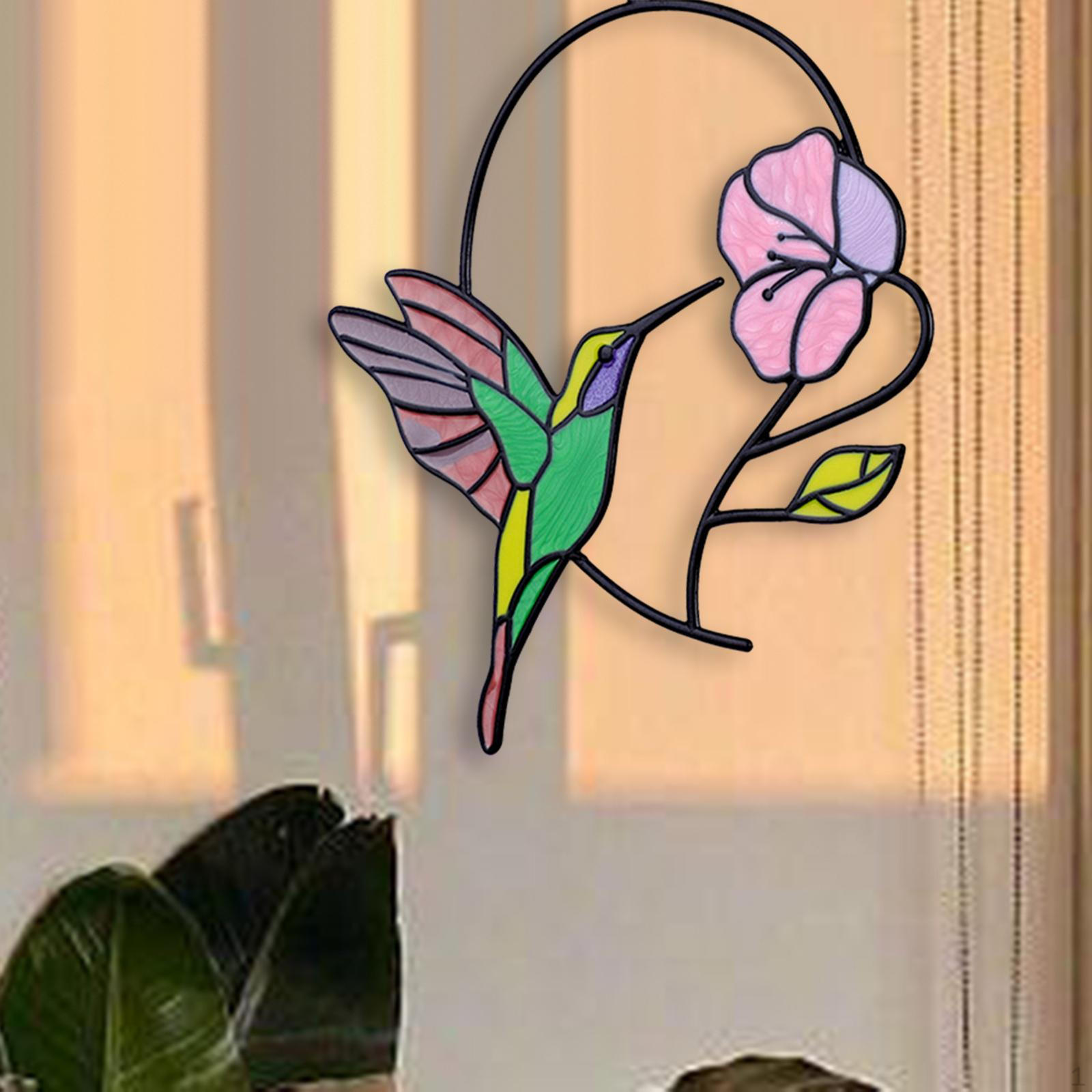 

Birds Window Hanging Decor Metal Hangings Multicolor on A Wire for Living Room Style D