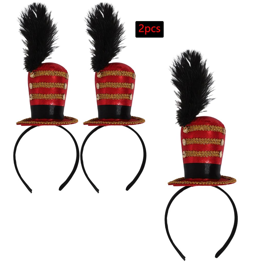 Vintage Fascinator Hats Headband Circus Ringmaster Costumes Mini Top Hat Feather Cap Headpiece for Halloween Tea Party Props