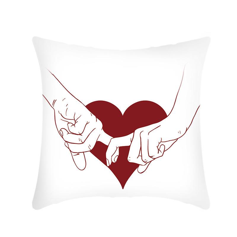 New Valentine's Day Pillow Linen Short Plush Car Pillow Red Love Pillow Cover Bed Cushion
