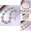 Floral Pearl Metal Waist Chain With Carved Flower Design For Women Spring Summer Fashion