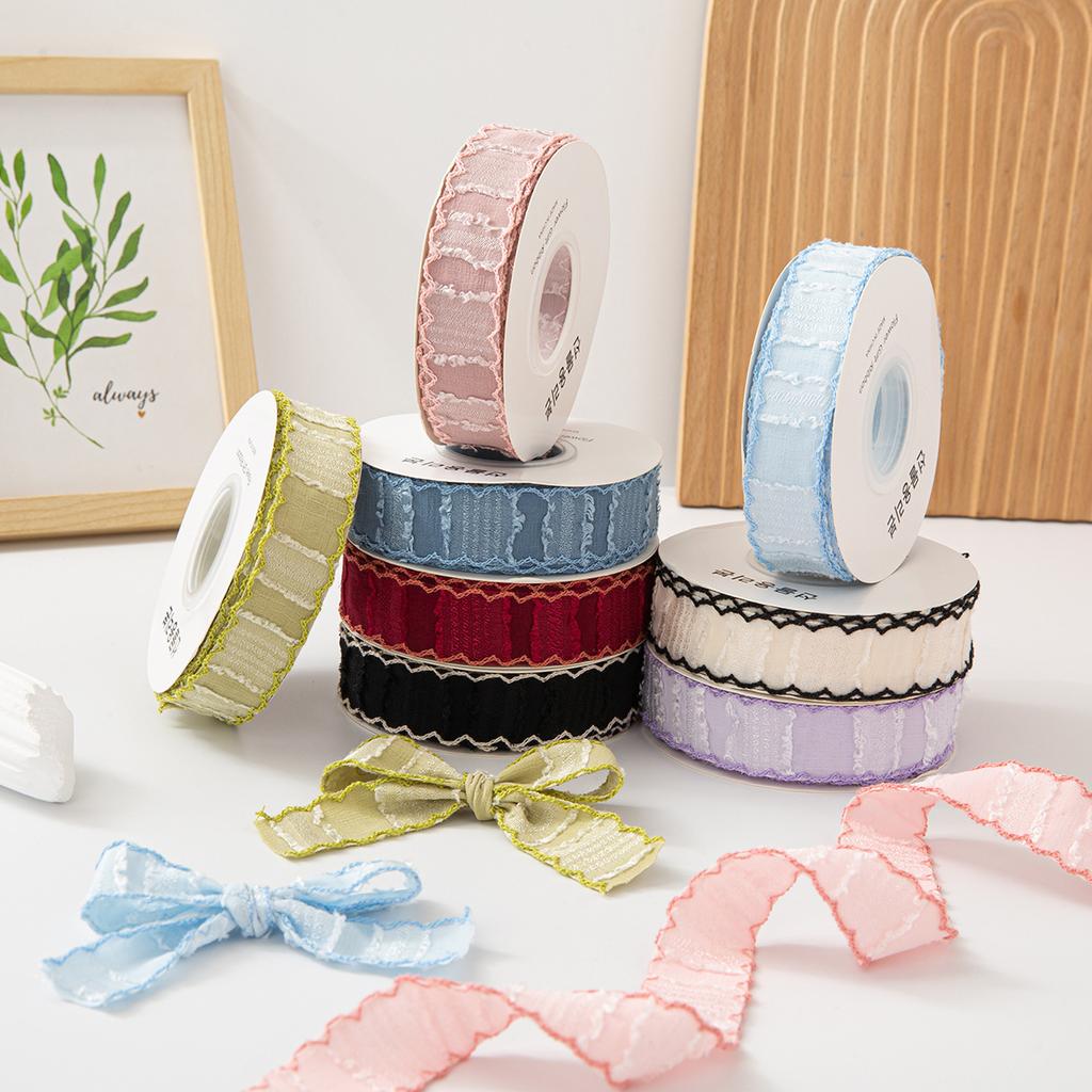 Polyester-cotton Trimmed Fabric Ribbon Wavy Pattern Handmade Butterfly Bow Hair Clip for Wedding Clothing Shoes Hats