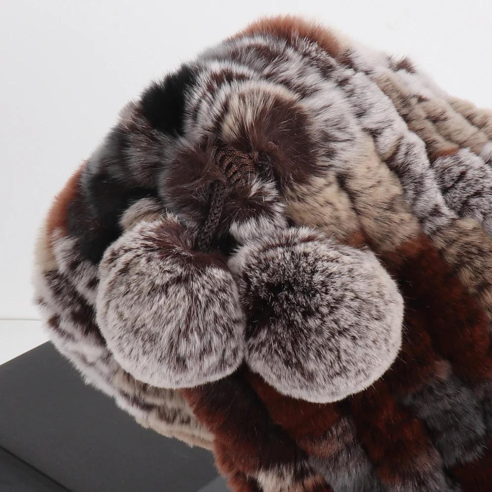 New lady real rex rabbit fur hat Natural warm rex rabbit fur hat scarf Women hand knitted soft real rabbit fur caps scarves