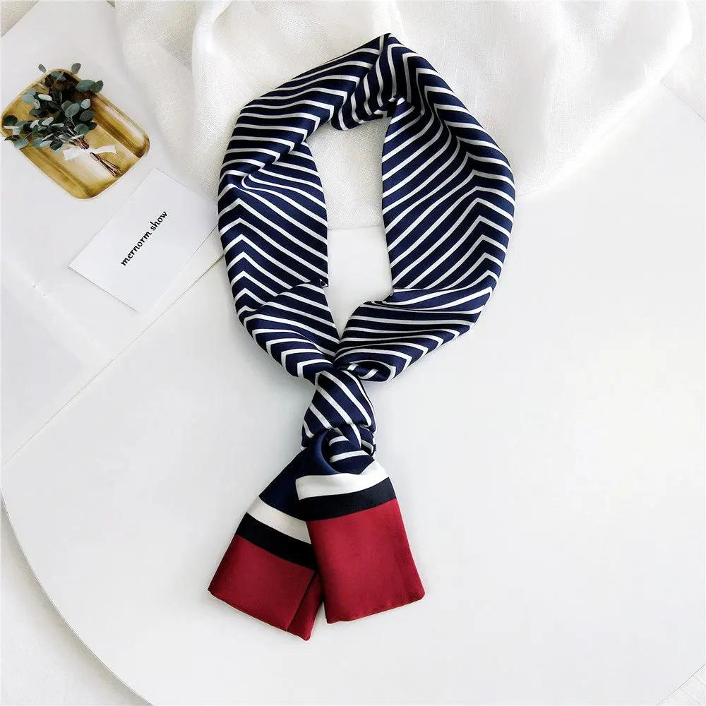 Choice Long Small Women Silk Scarf Tie Decorated Professional Neck Cover Multi-functional Tin Spring Travel Ladies Neckerchiefs