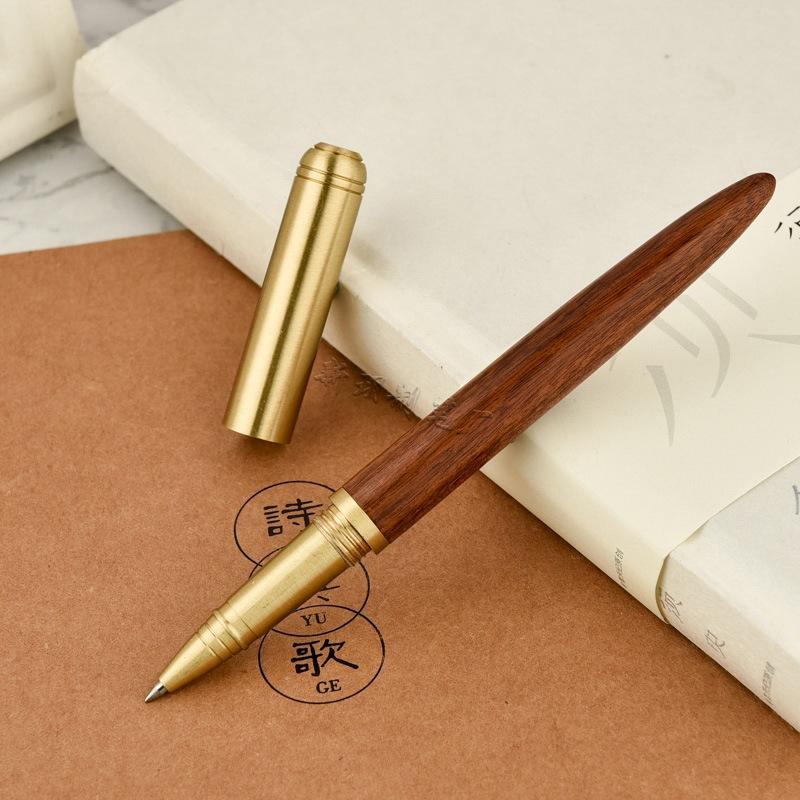 Brass Mahogany Sandalwood Business Pen Wood Signature Pen Creative Personalized Gift Pen Advertising Pen (rosewood,Fountain pen) розовый лес