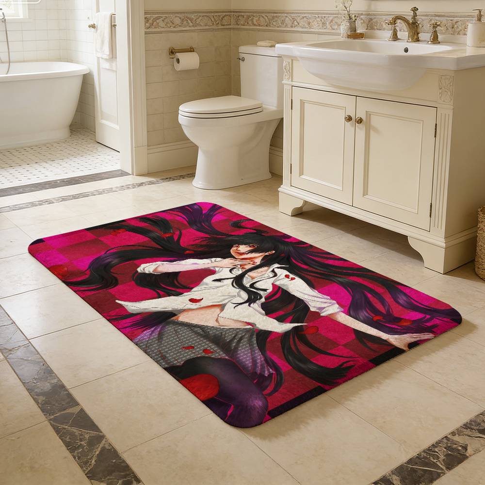 Popular Anime K-kakegurui Girls Floor Mat Rectangle Anti-slip Home Soft Badmat Front Door Indoor Outdoor Mat Welcome Doormat