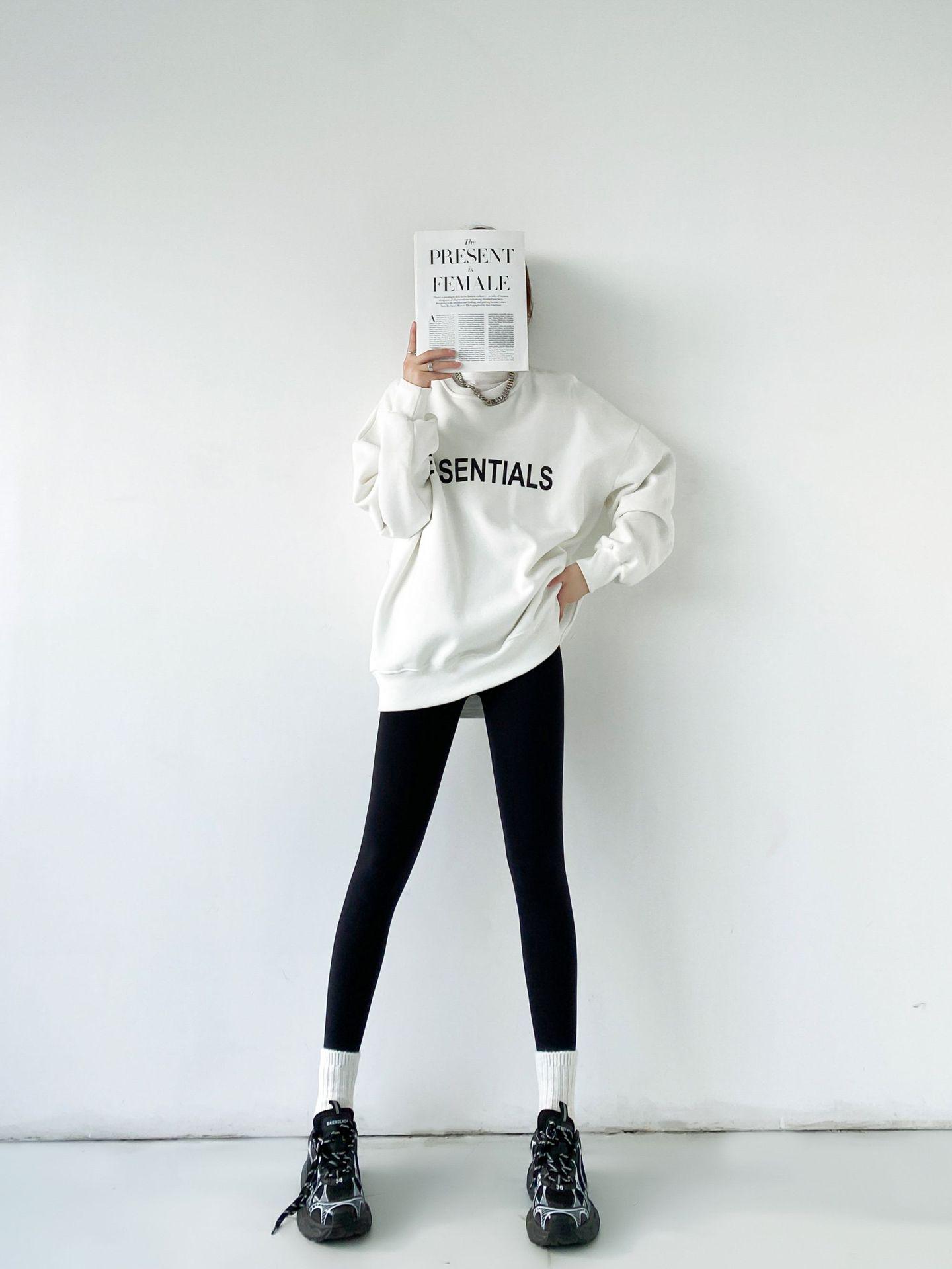 

711 Женские теплые леггинсы из плотного бархата - 600 г, длина девять точек, идеально подходят для суровых зимних холодов Large