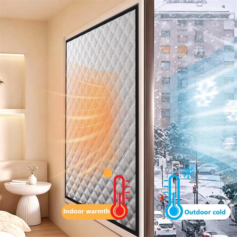 Insulated and Windproof Sealed Windows, Warm Winter Curtains, Shading, Sound Insulation, Screen Windows Cold Proof Curtain Warm Thermal Curtain
