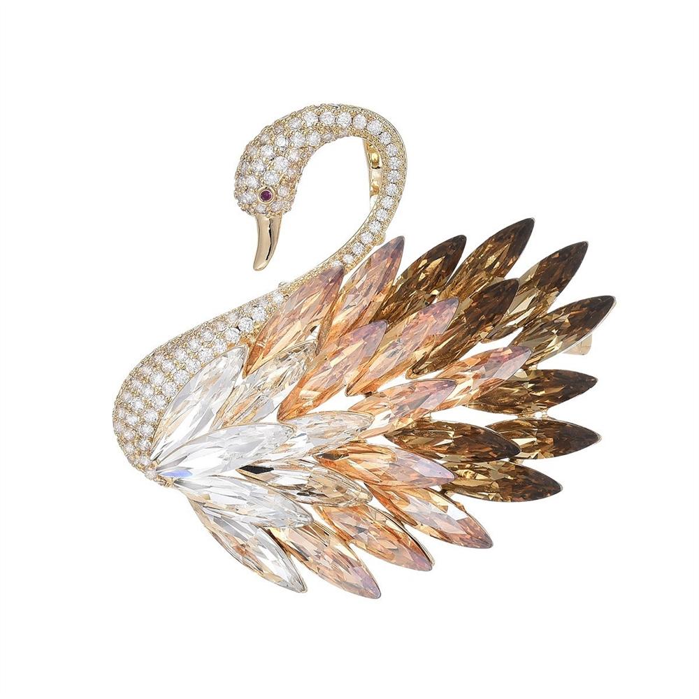 Swan Brooch, High-end Accessory, Light Luxury and Sophistication, Corsage, Fashionable Exquisite, Suit Coat Pin, Copper Brooch золотой