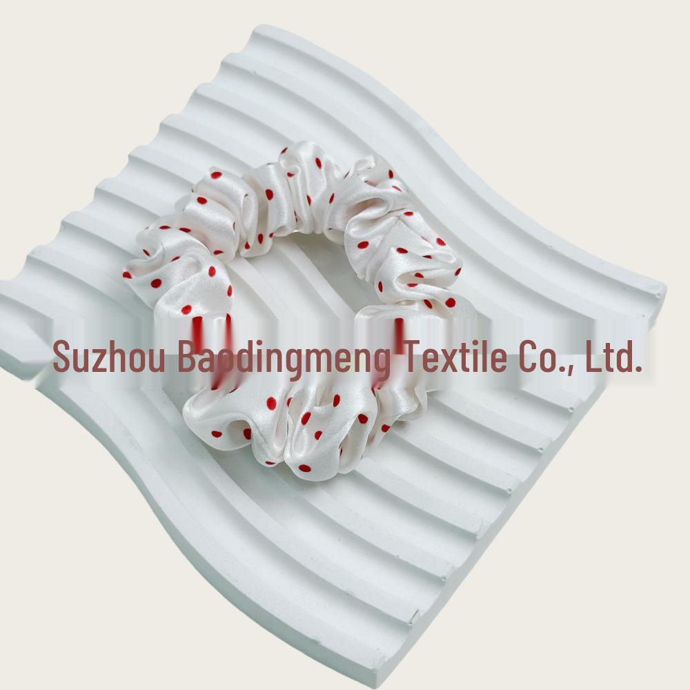 Korean Style Polka Dot Silk Scrunchie - 100% Mulberry Silk, Available in Large, Medium, Small Sizes (19 Momme)