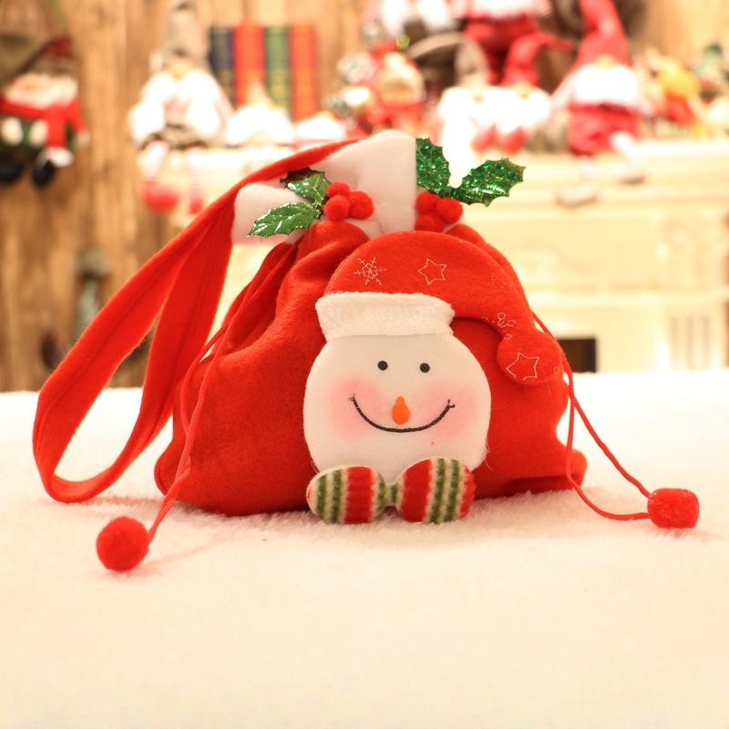 Christmas decorative supplies Christmas backpack cloth bag brushed cloth gift bag old man snowman gift Christmas candy bag