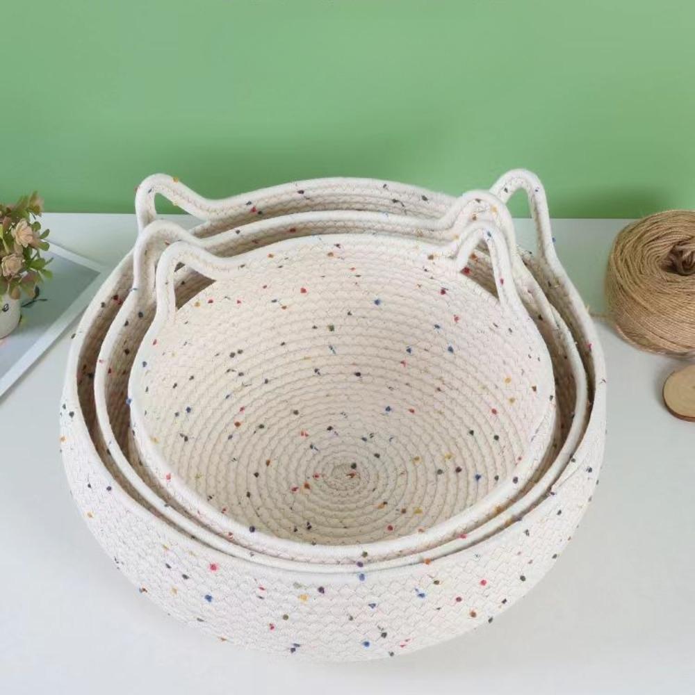 Katzennest, Vier-Jahreszeiten-Universal-Kätzchennester, gewebt, waschbar, Sommer-Kätzchenbett, Cartoon-Katzenohr-Design, Griff, Haustierzubehör