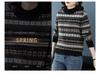 Women's Jacquard Pure Wool Sweater - Thickened Half-High Collar, Long Sleeve, Loose Knit - Autumn/Winter Fashion