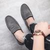 Sapatos Casuais Masculinos de Inverno Leves Respiráveis Lona Slip-on Sapatos Preguiçosos Design de Designer Planos Confortáveis Sapatos de Condução Cinza