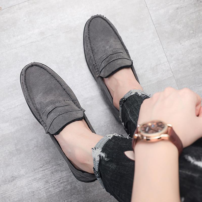 Sapatos Casuais Masculinos de Inverno Leves Respiráveis Lona Slip-on Sapatos Preguiçosos Design de Designer Planos Confortáveis Sapatos de Condução Cinza